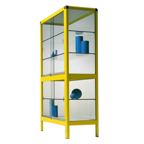 Aluminiumvitrine V17GG mit 3 verstellbaren Dickglasböden