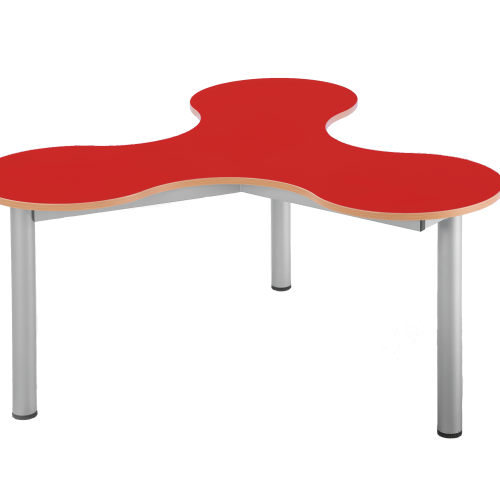Kleeblatt Dreiertisch Schultisch mit Melaminplatte, höhenverstellbar