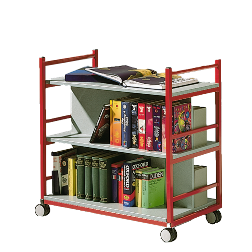 Bücherwagen mit 3 Ebenen, fahrbar