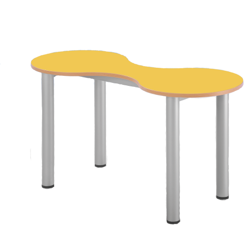 Kleeblatt Zweiertisch Schultisch mit Melaminplatte, fahrbar