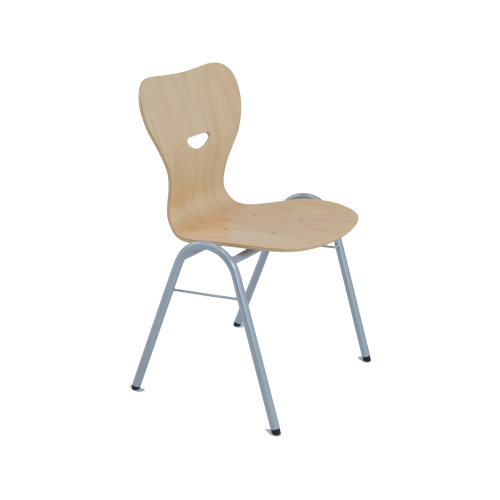 Vierbeinstuhl mit Sperrholz- Sitzschale, Sitzhöhe nach DIN