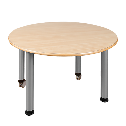 Fahrbarer runder Tisch, Platte mit Schichtstoff