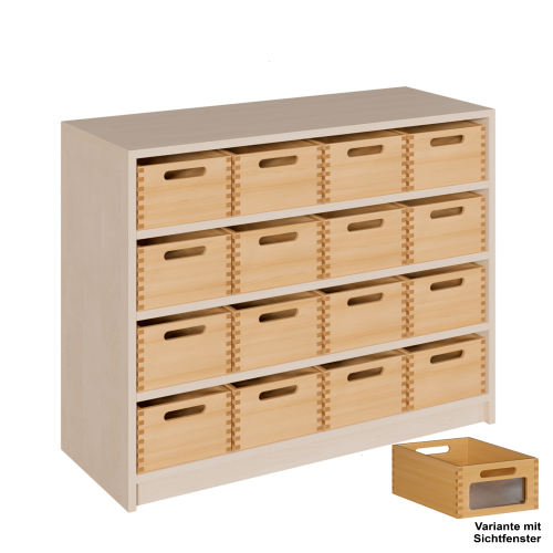 Korpus-Regal mit Materialkästen