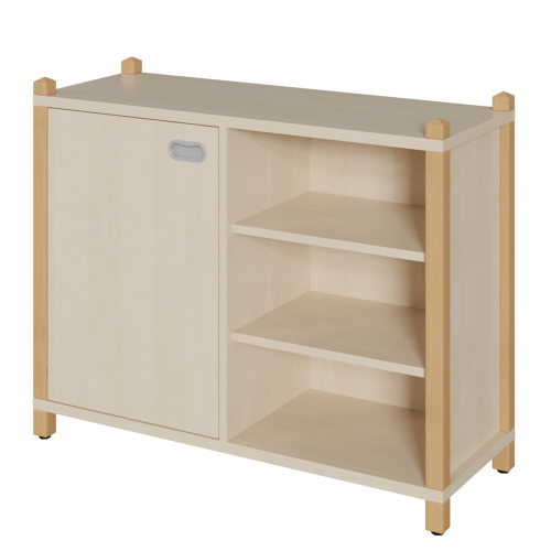 Stollen-Schrank mit einseitiger Tür und 3 offenen Fächern