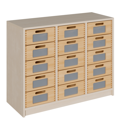 Korpus-Regal mit Massivholzschüben