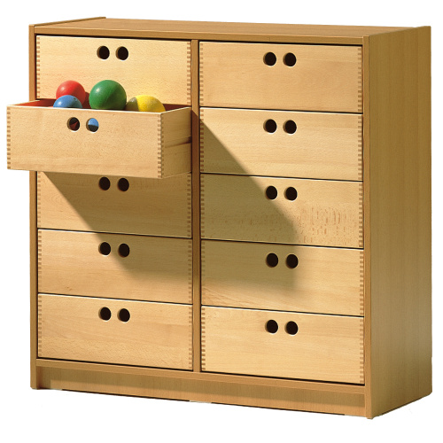 Werkraumregal WK14 mit 10 Holzkästen HK 6