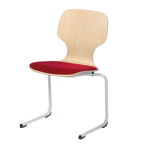 Freischwinger Kufenstuhl mit Sitzpolster und Rundrohrgestell