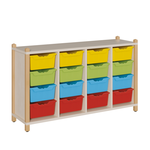 Regal mit ErgoTray-Boxen in Stollenbauweise