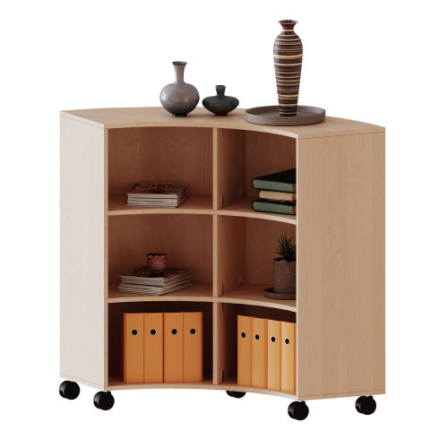 Fahrbares Viertelkreisregal, verschiedene Ordnerhöhen - Serie evo180