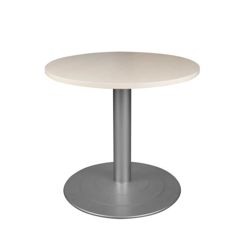 Rundtisch mit Tellerfußgestell in weißalu - RAL 9006