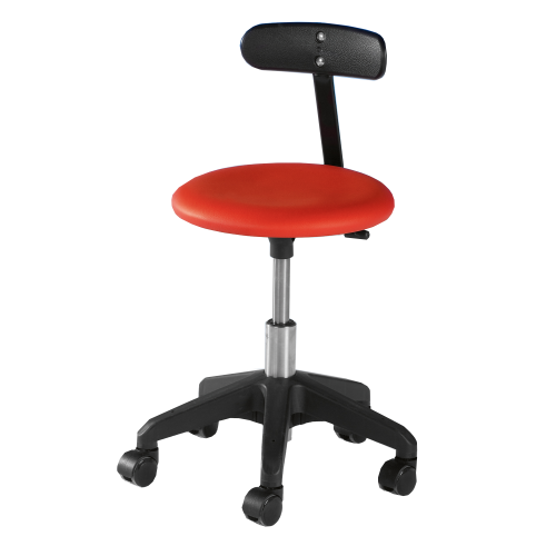 Hocker Carina, mit Kunstlederbezug, fahrbar, mit Rückenlehne