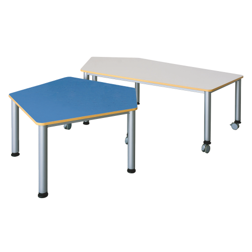 Fahrbarer Fünfecktisch mit Linoleumbelag