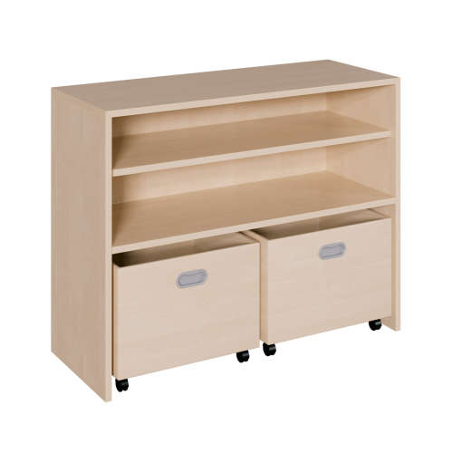 Korpus-Regal mit 2 Rollkästen