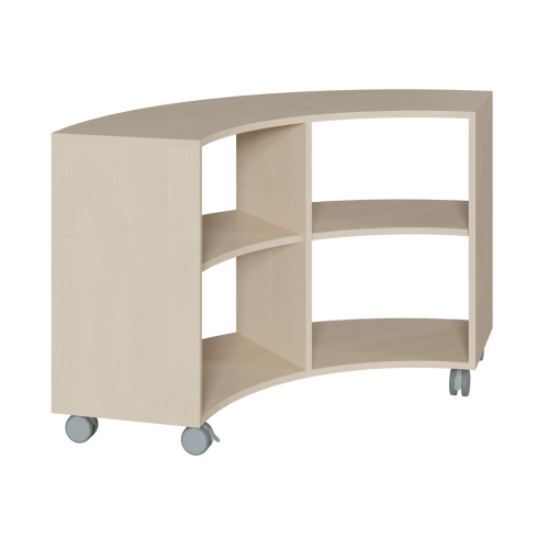 Korpus-Regal auf 1/4-Kreis-Grundriß, beidseitig offen