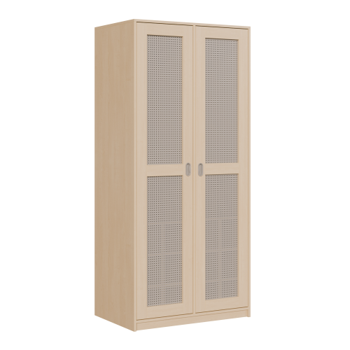 Liegepolsterschrank zweitürig, 227 cm hoch, oben Polster, unten Bettzeugfächer