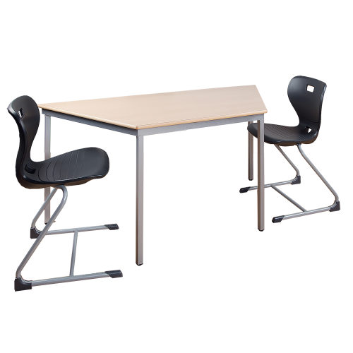 Halbrunder Tisch, Platte mit Schichtstoff