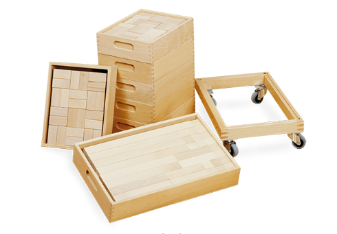 Bausteinwagen Vollholz mit Holz Bausteinen