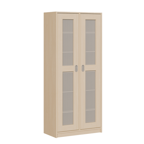 Bettzeugschrank mit 2 Lochblechtüren und 12 Fächern