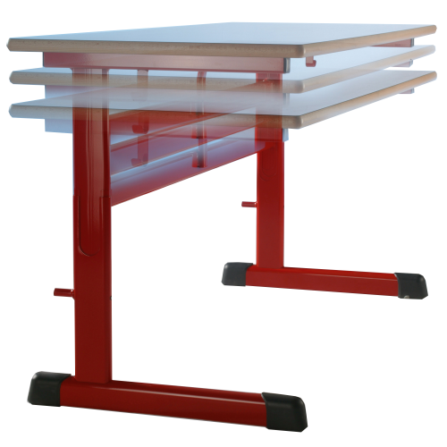 Einer-Schülertisch Modell TH-E-S, höhenverstellbar, HPL- beschichtete Tischplatte mit Massivholz Ein