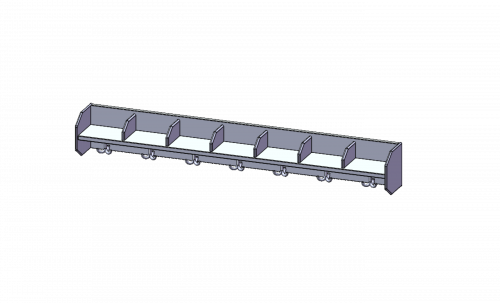 Garderobenablage mit Fachtrennern und Haken