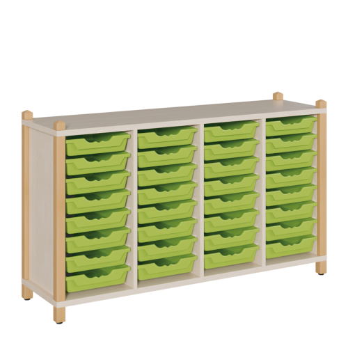 Regal mit ErgoTray-Boxen in Stollenbauweise