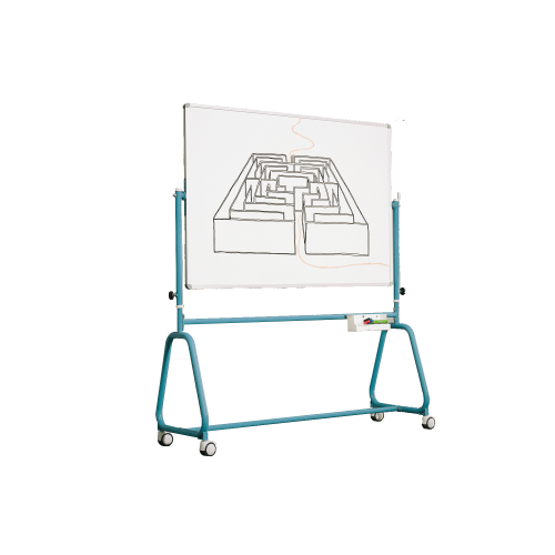 Fahrbares Whiteboard aus Premium Stahlemaille mit Rundrohrgestell, Serie 6 EW