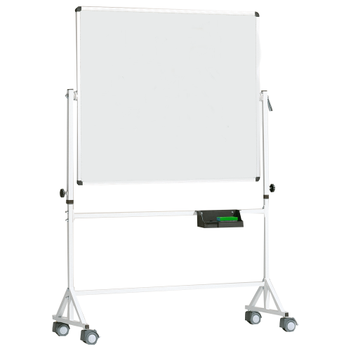 Fahrbares Whiteboard aus Premium Stahlemaille mit Vierkantgestell, Serie 9 E, weiß