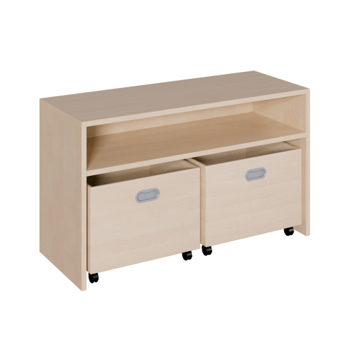 Korpus-Regal mit hoher Sockelnische, inkl.2 Rollkästen