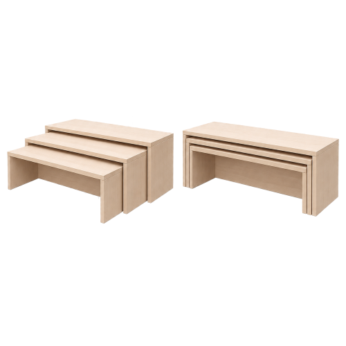 Set aus 3 untereinander schiebbaren Sitzbänken mit stabilen 25-mm-Sitzplatten