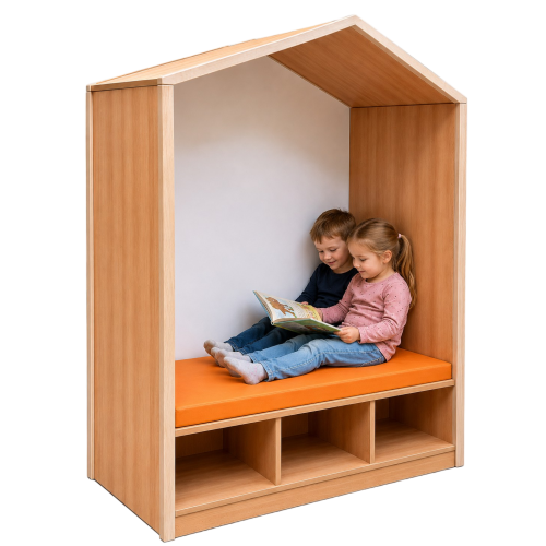 Lernhaus mit Sitzfläche auf Fächern